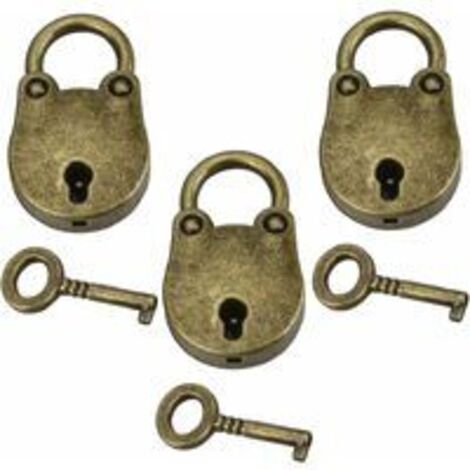 Vintage-Vorhängeschloss, 3-teilig, Mini-Vorhängeschlösser, Schließfächer, Vorhängeschloss, Schlüsselset, Vorhängeschloss, kleines Vorhängeschloss, Mini-Vorhängeschloss, Koffer, Schlüsselvorhängeschlos (1/5)