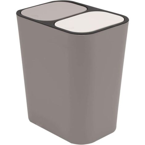 Doppelter Recycling-Mülleimer, Mülleimer, Aufbewahrungsbox, Behälter, rechteckig, Kunststoff, Druckknopf, Doppelfach, für Küche, Büro, Zuhause, Grau (1/4)