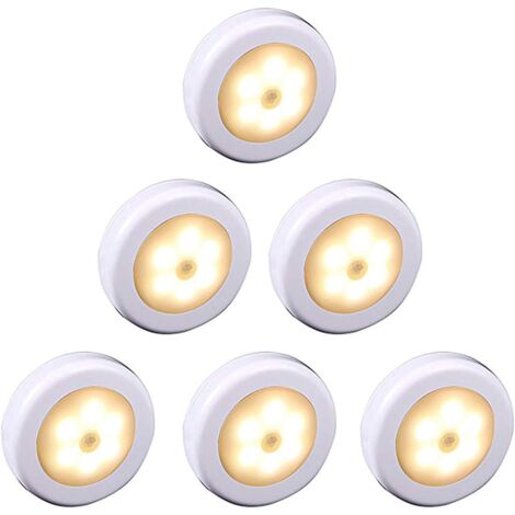 Kabelloses LED-Licht mit Bewegungsmelder für Schrank, Treppe, Flur, Küche, Schlafzimmer (6 Stück) (weißes Gehäuse (warmes Licht)) (1/5)
