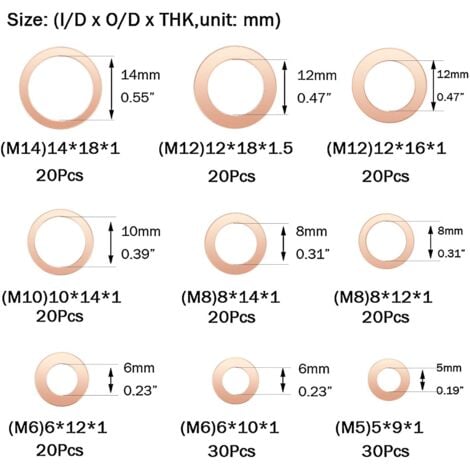 22 Kupferdichtungen 22x28x1mm - Flache Dichtringe Für Hydraulik & Motoren