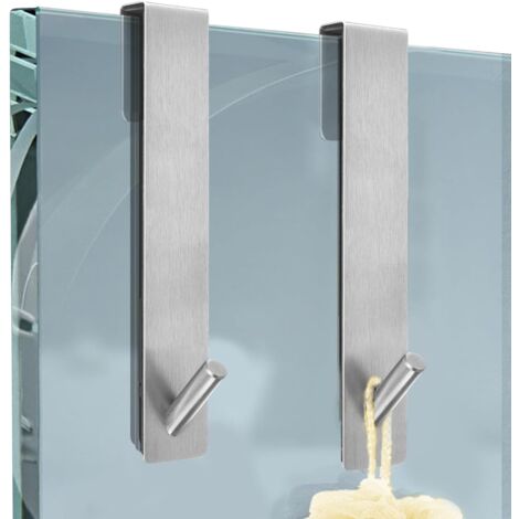 Duschwandhaken, 2 Stück Glastürhaken, Duschhaken aus Edelstahl, Glastürhaken zum Aufhängen von Bademänteln, (Silber)