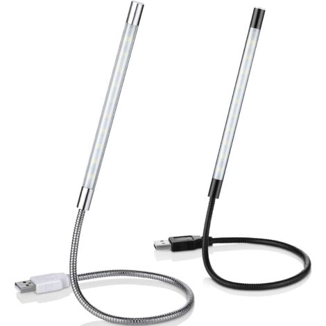 2 Stück USB-LED-Leselampen Stick Flexible USB-Buchleuchte USB-dimmbare LED-Lampe Touch-Schwanenhalsleuchte für Laptop-Buchbett, Schwarz und Silber (1/5)
