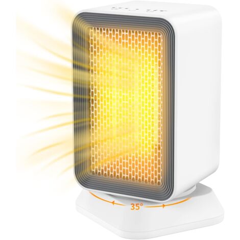 Heizlüfter, 900 W/1000 W Keramik-Elektroheizung, 3 Modi, 35° Oszillation, 1–2–4 Stunden Timer, Mehrfachschutz, kompakter Heizlüfter für Büro, Schlafzimmer, Wohnzimmer (1/5)