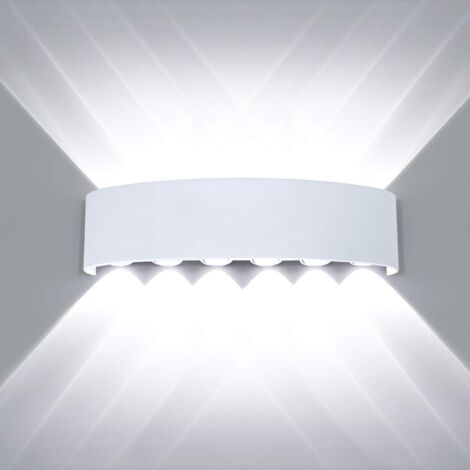 Moderne wasserdichte LED-Wandleuchte, Up-Down-Wandleuchte, Aluminium, LED-Wandleuchte, für drinnen und draußen, für Badezimmer, Schlafzimmer, Flur, Wohnzimmer, Veranda, Treppe, 12 W, Weiß (1/5)