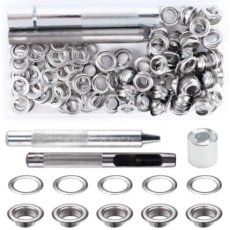 Ösen-Set, Ösen-Werkzeuge, Metall-Ösen-Ösen-Set mit Ösen-Werkzeugen für die Reparatur von Segeltuchplanen, Zelten (8 mm) (1/5)