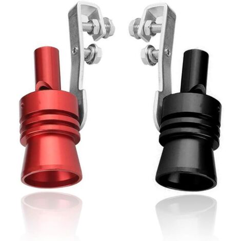 2 Stück Turbo-Pfeife, Turbo-Pfeife, Auspuffrohr, BOV-Abblas-Simulator, Aluminiumventil, Auto-Turbo-Sound, Auspuffpfeife, Auspuff-Abblasventil-Simulator (schwarz + rot)