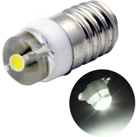 E10 LED-Glühbirne, DC 3 V, 0,5 W, 6000 K, weiß, 200 lm, LED-Glühbirne für Taschenlampe, negative Erde (1 Stück)