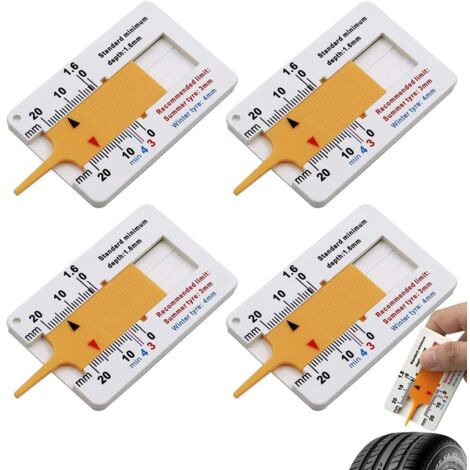 4 Stück Reifentiefenmesser, 0–20 mm Reifenprofil-Messwerkzeug, Auto-Reifenverschleißmesser, Kunststoff-Reifenlineal, für Reifenverschleißtests für Autos, Motorräder, Lieferwagen, LKWs (Orange)