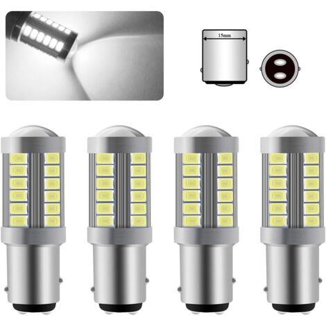 4 x 1157 BAY15D LED-Leuchtmittel, superhell, weiß, 6000 K, 5630, 33 SMD, Canbus-Bremslicht, 12 V