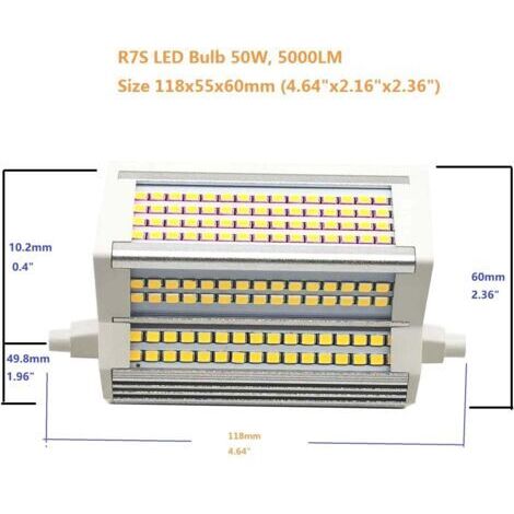 R7S LED-Leuchtmittel, 50 W, warmes Licht, dimmbar, 3000 K, doppelendig ...