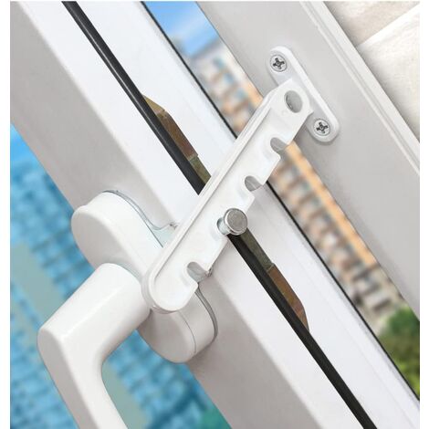Flügelfensteröffner, Baby-Sicherheitsschloss, Einklemmschutz, Fensterlüftungsöffner, nach außen öffnend für UPVC-Fenster, Holz und Aluminium, weiß (1/4)