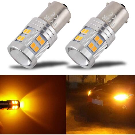 1156 Ba15s P21w LED-Leuchtmittel, bernsteinfarben, gelb, orange, 6 W, 12 V, 24 V, superhell, mit Scheinwerfer für Signalleuchten, Rückfahrblinker (2 Stück) [Energieklasse A++] (1/5)