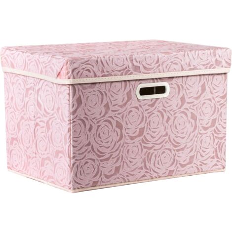 Große faltbare Aufbewahrungsboxen mit Deckel [1 Packung], dekorative Stoff-Aufbewahrungsbox, Würfel-Organizer, rosa, 45 x 30 x 30 cm (1/5)