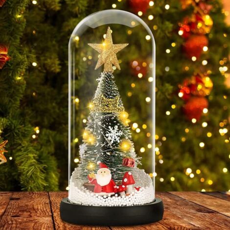 Miniatur-Weihnachtsbaum, Weihnachtsbaum in Glaskuppel, künstliche Sisal-Modellbäume mit LED-Lichterkette, Mini-Weihnachtsbaum für Weihnachtsdekoration, Weihnachtsgeschenk für Familie, Freunde (1/5)