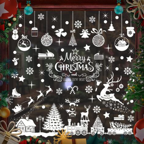 Bögen Weihnachtsfensteraufkleber, Schneeflocken, Weihnachtsdekoration, Fensteraufkleber, Weihnachtsfensteraufkleber, wiederverwendbarer elektrostatischer PVC-Weihnachtsfensteraufkleber (1/5)