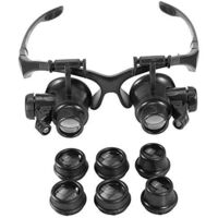 Professionelle Brillenlupe für die Reparatur, LED-Lupe, neue Kopftraglupe, freihändige Leselinse, Dual-Eye-Uhr, Schmuckreparatur, Lupe, Stirnbandlupe