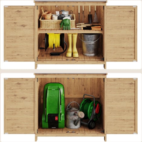 Bealife Tabla de Planta de Color Natural con Armario Abajo y Fondo Móvil, Ideal para Interiores y Exteriores Armarios para Exterior 48 Ancho x 98 Profundidad x 95 Altura