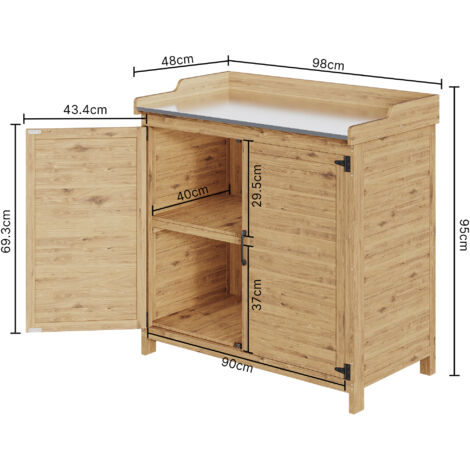 Bealife Tabla de Planta de Color Natural con Armario Abajo y Fondo Móvil, Ideal para Interiores y Exteriores Armarios para Exterior 48 Ancho x 98 Profundidad x 95 Altura