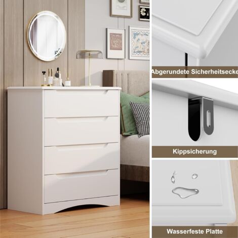 Bealife Cómoda de Dormitorio 4 Cajones - Mueble Organizador para Habitación, Salón y Porche con Tirador Integrado y Sistema Anti-Vuelco
