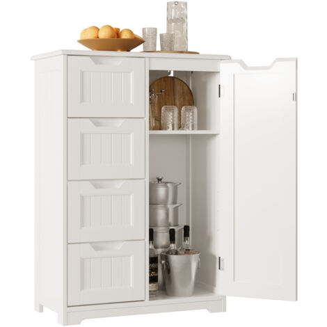 Bealife Meuble - Armario de Cocina con 4 Cajones, 1 Puerta de Armario y Estante Ajustable para Cubiertos