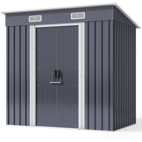 Bealife Cobertizo de Jardín Metálico 1,99 ㎡ Acero Galvanizado Cabaña Gris para Exteriores 183 x 109 x 182 cm