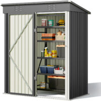 Bealife Caseta de Jardín de Metal 162x95x182 cm, Casa de Equipos Gris con Construcción Estable para el Jardín