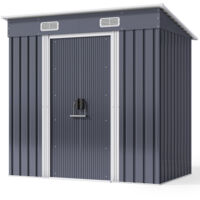 Bealife Cobertizo de Jardín Metálico 1,99 ㎡ Acero Galvanizado Cabaña Gris para Exteriores 183 x 109 x 182 cm