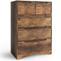 Cómoda de Dormitorio Bealife 5 Cajones Mueble de Acomodo para Dormitorio Salón y Porche con Manija Integrada y Dispositivo Antitripote Marrón