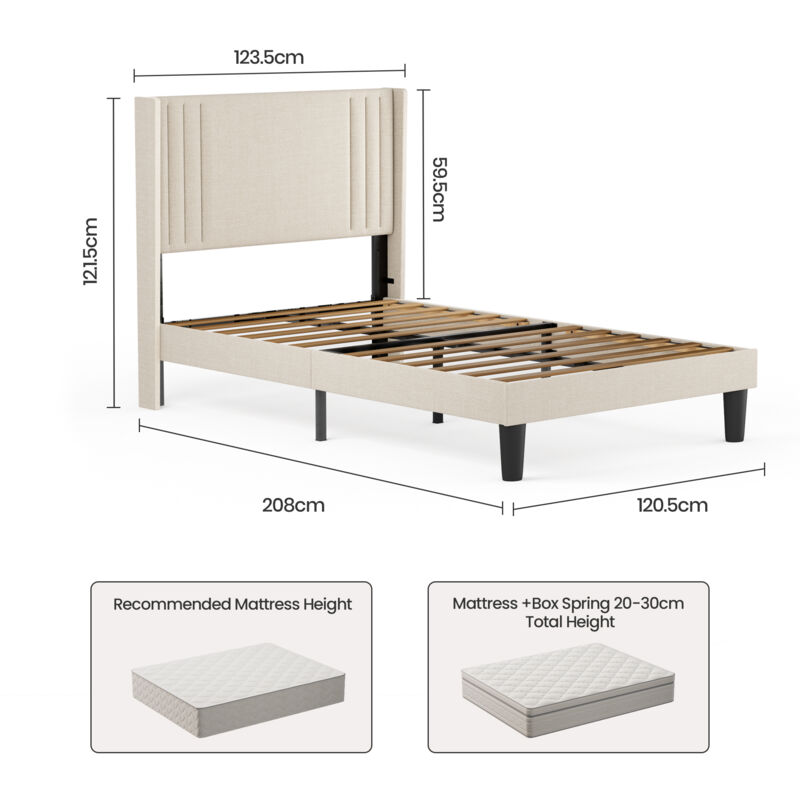 Letto A Piattaforma 120x200 Cm Bealife - Struttura Legno E Metallo - Foto 10