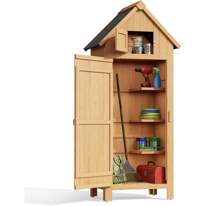 Meuble Rangement Armoire De Rangement Terry Sequoia 2680 - 2 Portes - 3 Étagères Réglables - 68x39x172 Cm - Extérieur/Intérieur Armoire étagères Réglables 68x39x172