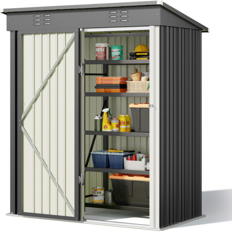 Bealife Casetta da Giardino in Metallo 162 x 95 x 182 cm Capanni Grigia per il Terreno