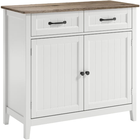 Bealife Credenza Mobile di Ripostiglio 2 Cassetti Mobile Cucina 2 Ante Scaffale Regolabile per Sala da Pranzo Soggiorno Ingresso Corridoio