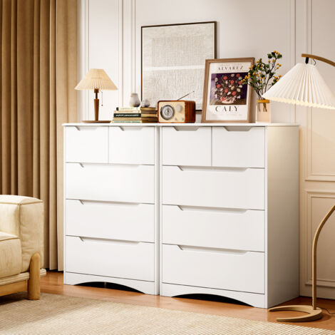 GABRIEL - Cassettiera A 8 Cassetti - Credenza Per Camera Da Letto Antracite Bianco Lucido