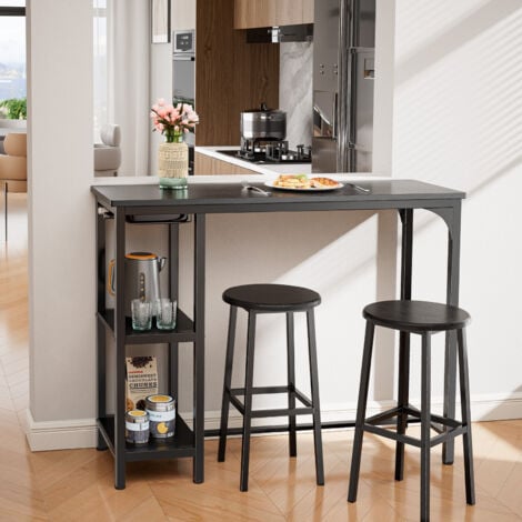Bealife Tavolo Alto da Bar con Sgabelli, Set Mobili per Cucina e Sala da  Pranzo con Struttura in Acciaio Nero