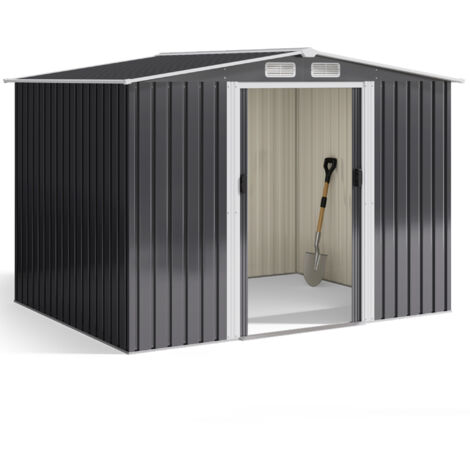 Bealife Capanno da Giardino in Metallo 4,77 m² Acciaio Zincato Ripostiglio Antracite da Esterno 247 x 193 x 179 cm