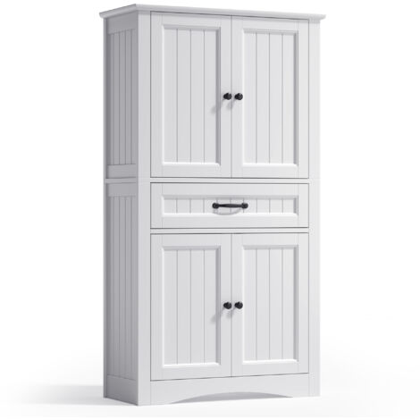 Bealife Mobile per Bagno Modulabile Moderno Armadio con 2 Ante, 1 Cassetto e Ripiani Regolabili 130 cm Bianco 73x31x130 cm