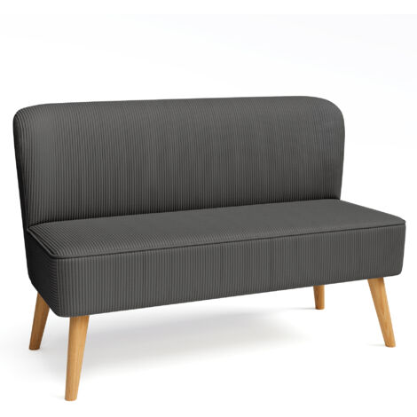 Divano a 2 Posti Bealife Poltrona in Tessuto di Velluto a Coste con Struttura in Legno Metallo per Soggiorno Camera da Letto Studio Piccoli Appartamenti 119 x 56 x 78 cm Grigio