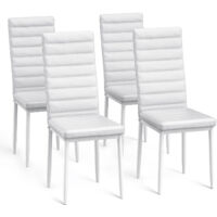 Bealife Set di 4 Sedie da Pranzo Moderne con Rivestimento in Pelle PU, Struttura Metallo e Piedini con Gomma Antiscivolo - Bianco per Interni