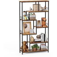 Bealife Libreria Scaffale Organizzativo 7 Ripiani Struttura in Metallo con Piedi Regolabili 100 x 30 x 180 cm Marrone