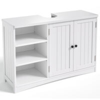 Bealife Mobile Sottolavello/Lavello per Bagno con Base, 2 Ante, 3 Ripiani Aperti Regolabili 90 x 30 x 60 cm Bianco