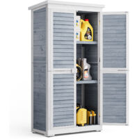 Armadio da Giardino Esterno in Legno Bealife Ripostiglio per Giardino a Piede 3 Scaffali 2 Porte Tetto a Penta 76 x 42 x 160.5 cm Grigio