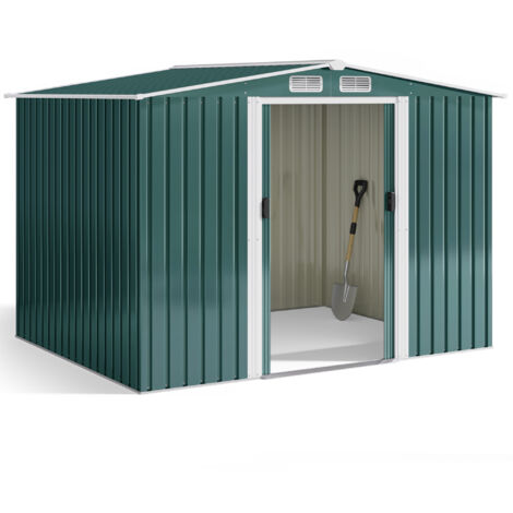Bealife Metallgartenhütte 4,77 m² aus verzinktem Stahl grün 247 x 193 x 179 cm