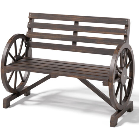 Bealife 2-Sitzer Gartenbank aus Holz mit Armlehnen Tragfähigkeit 300 kg 102 x 56 x 79 cm