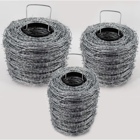 400 m de alambre de púas galvanizado, 1,6 / 1,7 mm para vallas de protección
