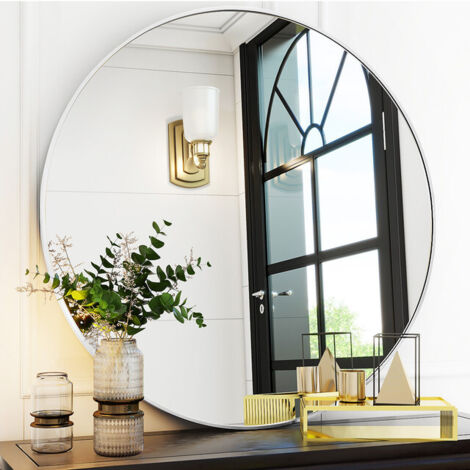 Koonmi Miroir Rond 60 cm – Miroir De Salle De Bain – Blanc
