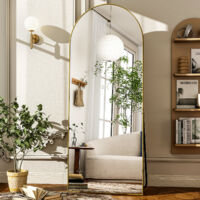 Miroir Sur Pied Bombé 165x60cm - Miroir Plein Pied Avec Support Mural Ou Libre - Design Moderne