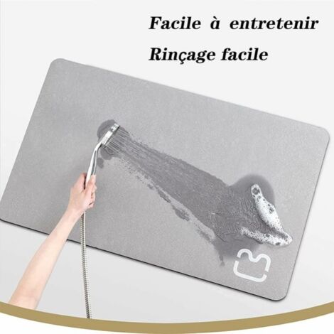 Tapis De Bain En Pierre De Diatomite - Absorbant, Antidérapant, Séchage Rapide - 43x80 Cm - Gris Foncé