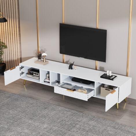 Clikuutory Moderno supporto TV LED 63 pollici lungo con grande cassetto