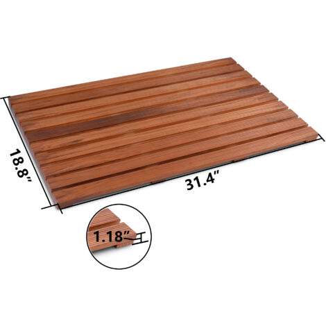 Tappetino Da Bagno In Bambù 80x50 Cm - Antiscivolo, Impermeabile, Asciugatura Rapida, Legno Naturale Con Cuscinetti Antiscivolo