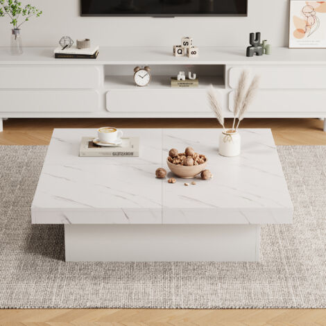 SKM Tavolino Bianco 50x30x50 Cm In Truciolato – Versatile, Da Posizionare Orizzontale O Verticale, Con Garanzia Sostituzione 6 Mesi